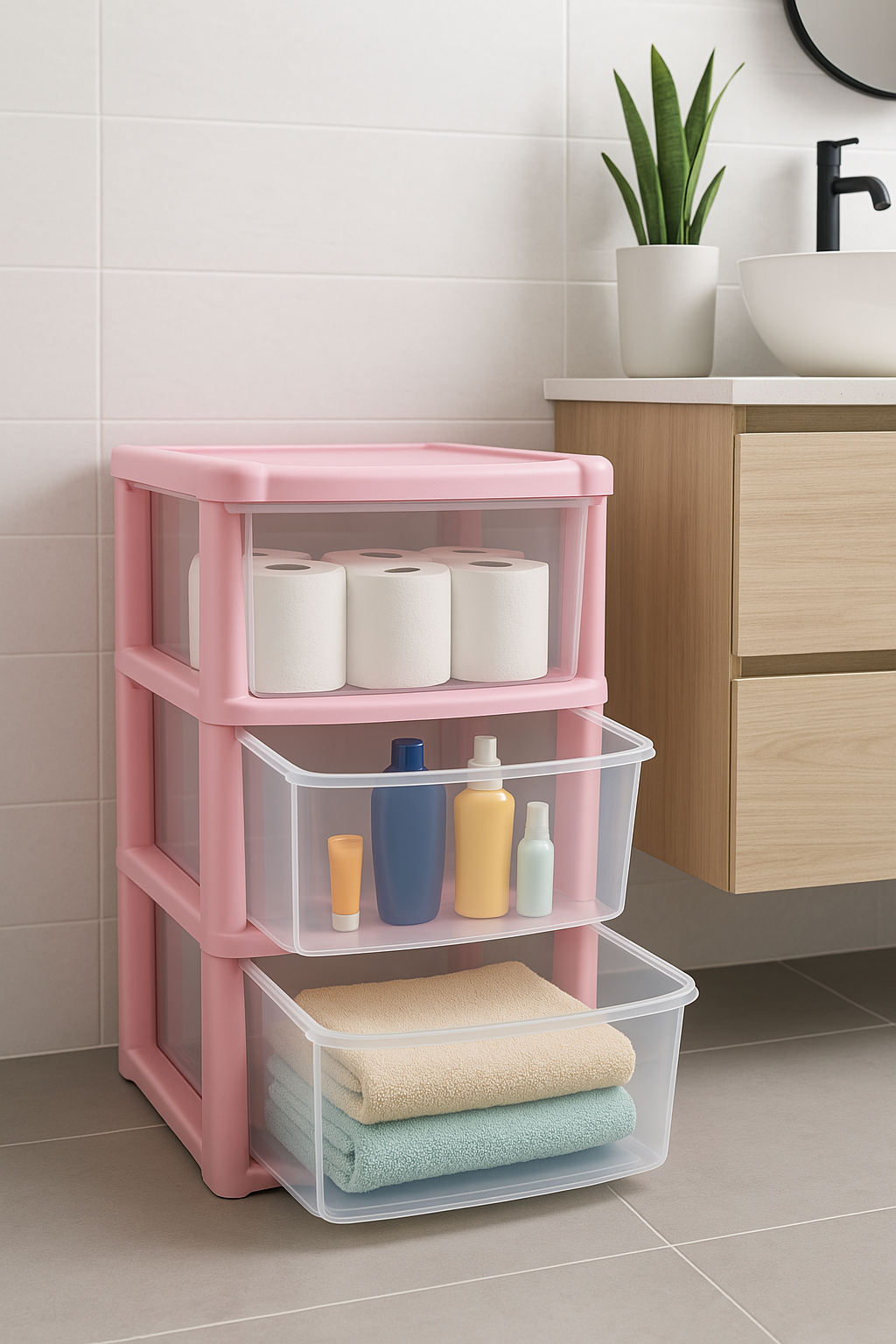 Plastic 3 Tier Drawer Tower Unit Chest Drawer School Office Home Storage
