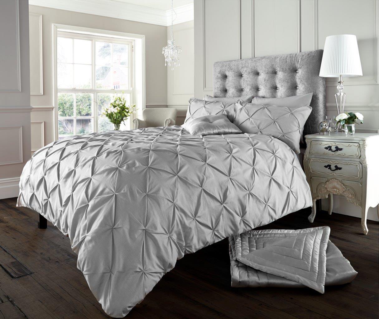 Pintuck Pleated Alford Duvet Cover Set Bedding With Pillowcase All UK Sizes