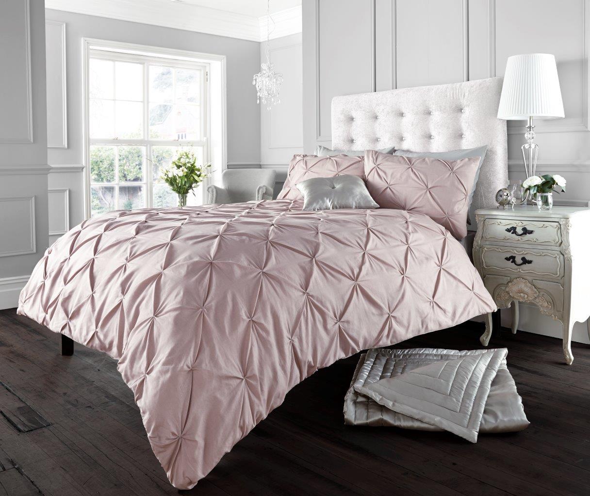 Pintuck Pleated Alford Duvet Cover Set Bedding With Pillowcase All UK Sizes