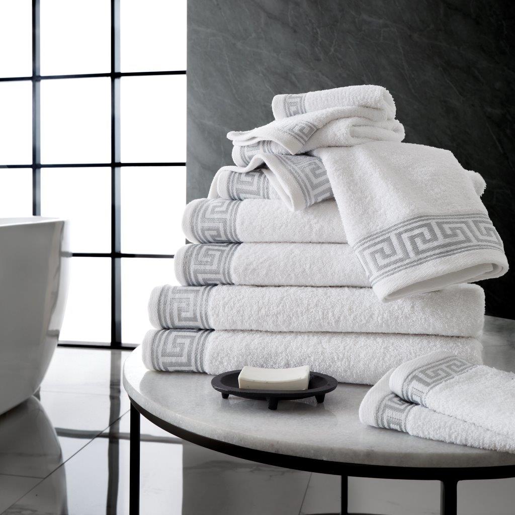 Greek Key Pattern Border Towels 500 GSM Bath Towel, 100% Egyptian Cotton Quick Drying Towel For Bathroom, Gym, Spa, Swimming Pool, Beach