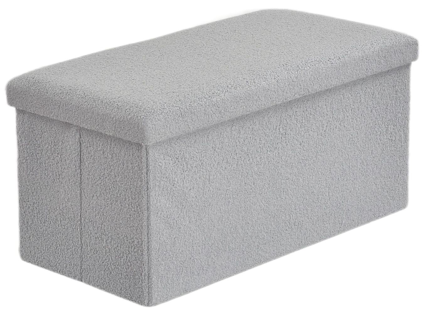 Ottoman Folding Boucle Storage Box Teddy Bear Collapsible Toy Chest
