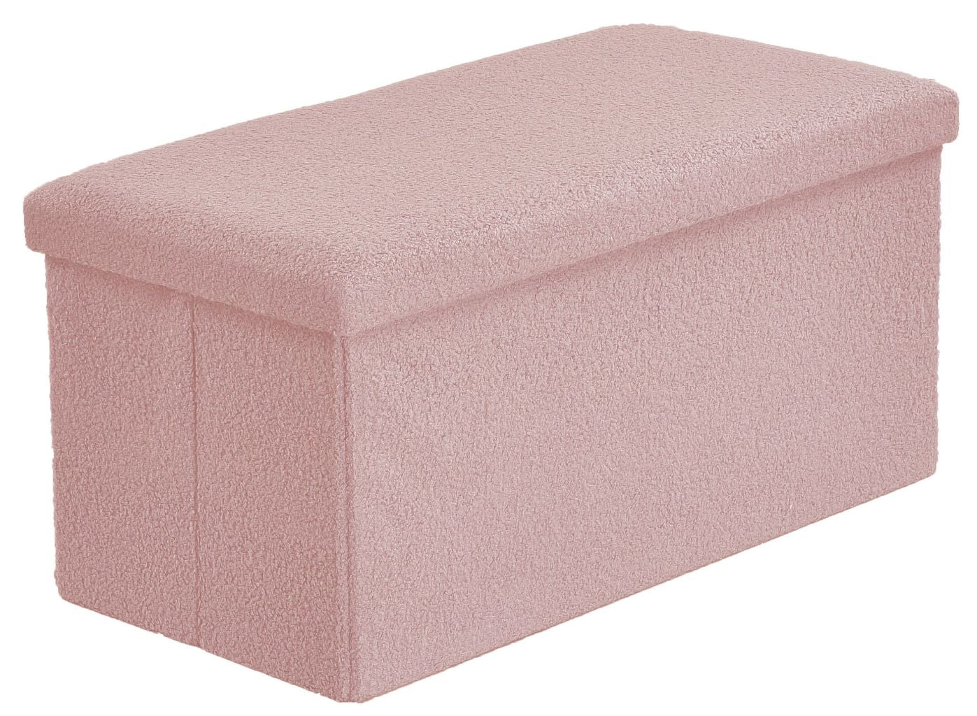Ottoman Folding Boucle Storage Box Teddy Bear Collapsible Toy Chest