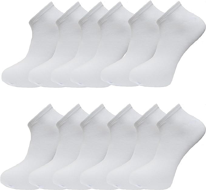 Mens Plain Trainer Socks Mens White Black 12 Pack Dozen Multipack Ankle Socks
