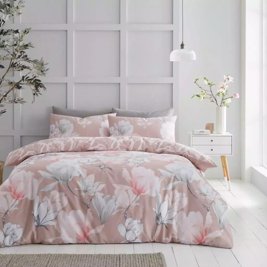 Magnolia Dream Floral Duvet Quilt Cover Reversible Bedding Sets With Pillowcases