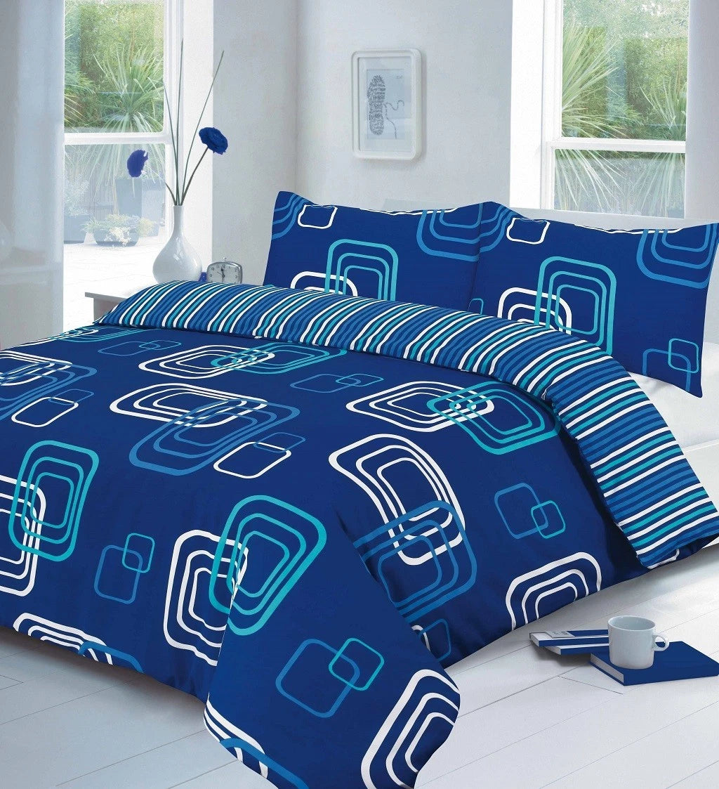 Blake Stripe Printed Duvet Cover Set – Soft Easy Care Bed Linen, Quilt Bedding Set Single Double King SuperKing