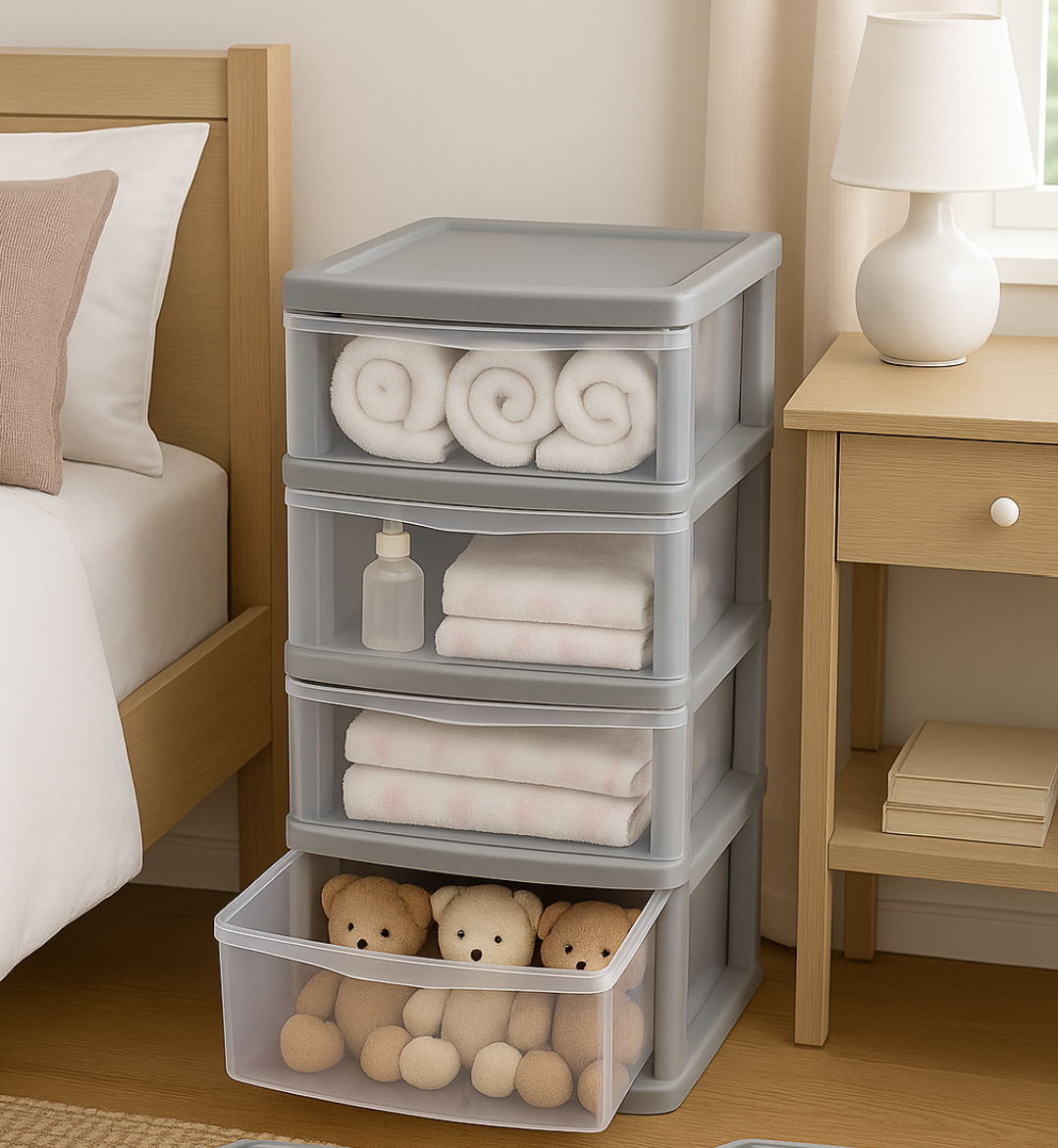 Plastic 3 Tier Drawer Tower Unit Chest Drawer School Office Home Storage