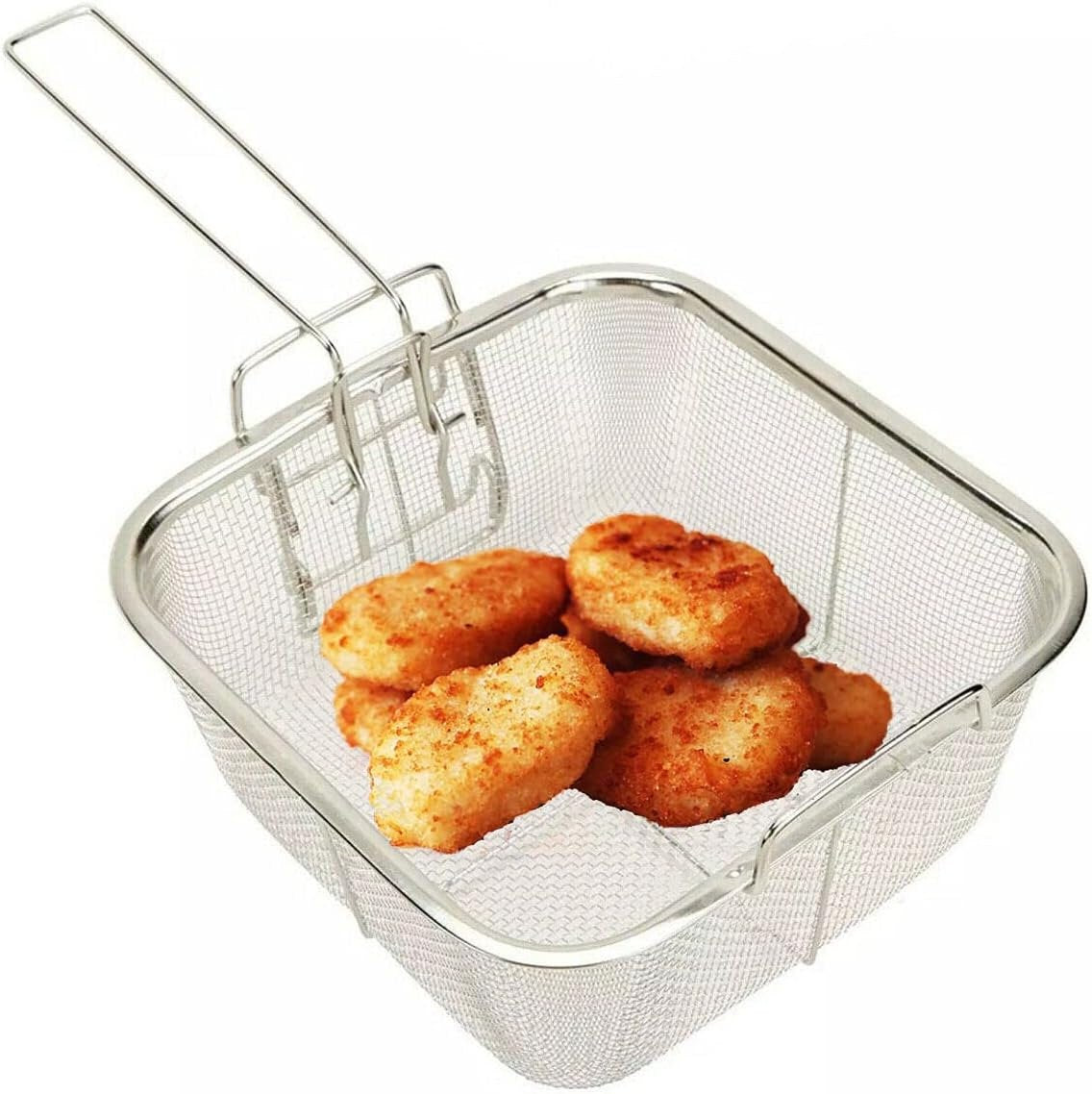 Stainless Steel Deep Fat Fryer Basket Strainer Tool with Handle Wire Mesh Chip Pan Oil Drainer