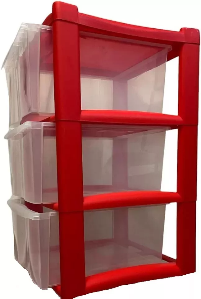 Plastic 3 Tier Drawer Tower Unit Chest Drawer School Office Home Storage