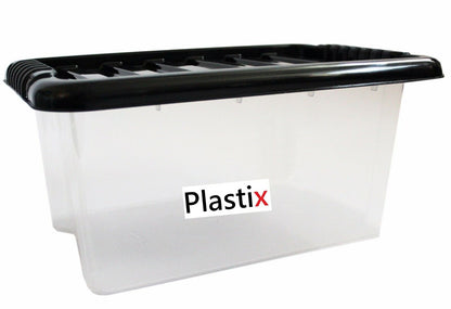 Plastic Storage Boxes Clear Box with Lid Office Stackable Containers 28L