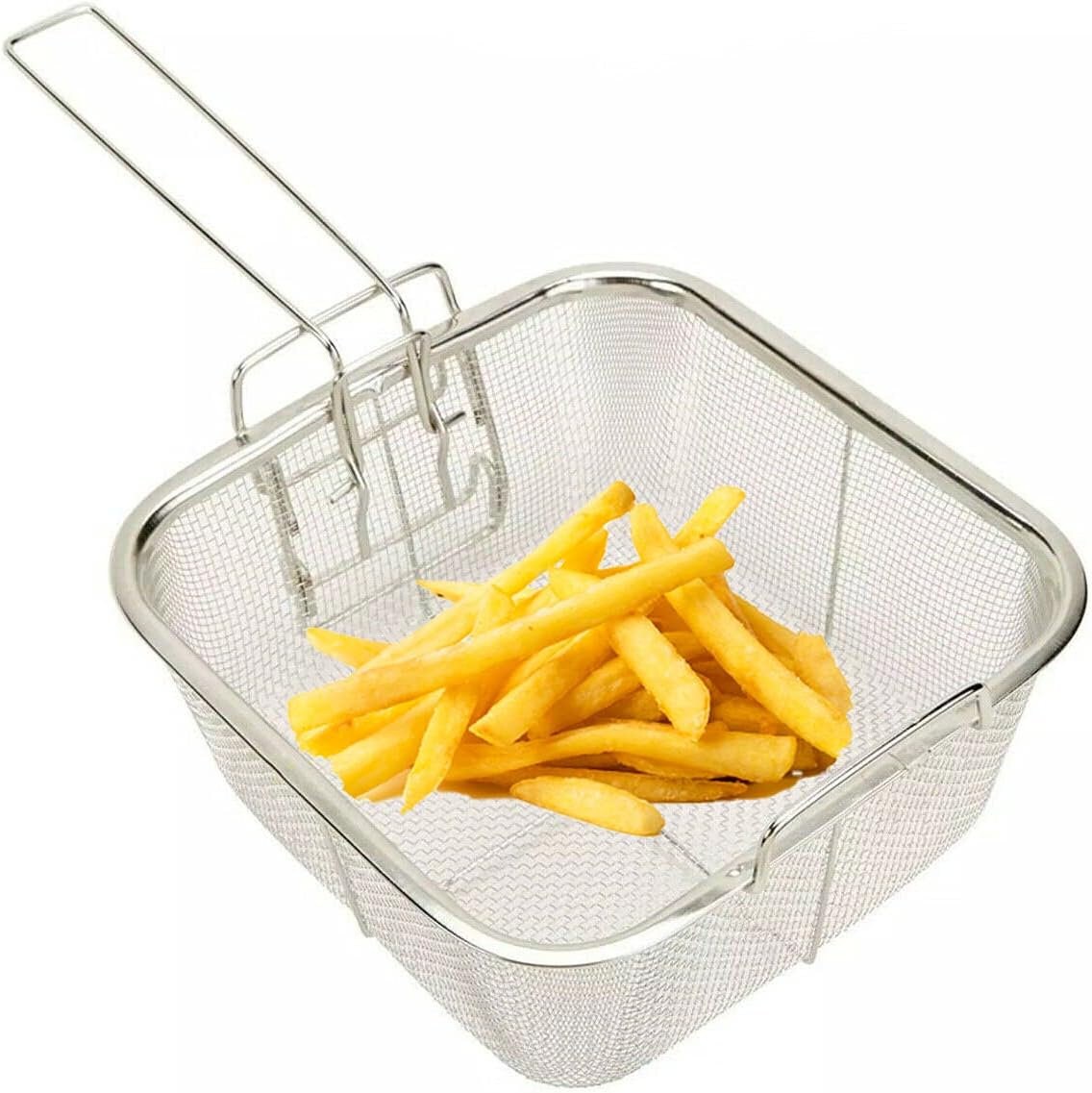 Stainless Steel Deep Fat Fryer Basket Strainer Tool with Handle Wire Mesh Chip Pan Oil Drainer