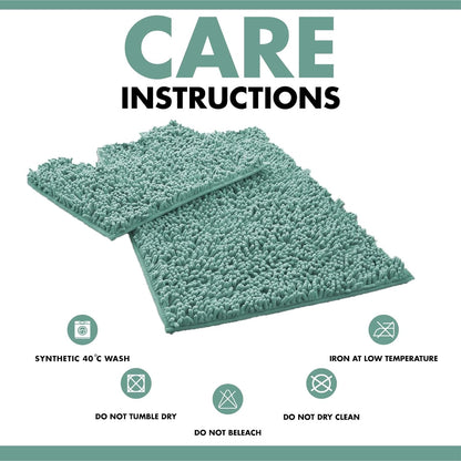 2 Piece Loop Bath Mats for Bathroom - Non Slip Chenille Bath Mat Set Rugs, Extra Soft with Water Absorbent Pedestal Bathmat Shower Toilet Mat