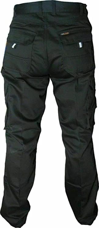 Men’s Work Trousers Multi-Pocket Combat Cargo Heavy Duty Safety Pants Triple Stitched Workwear Hard Wearing Cotton Rich Bottoms