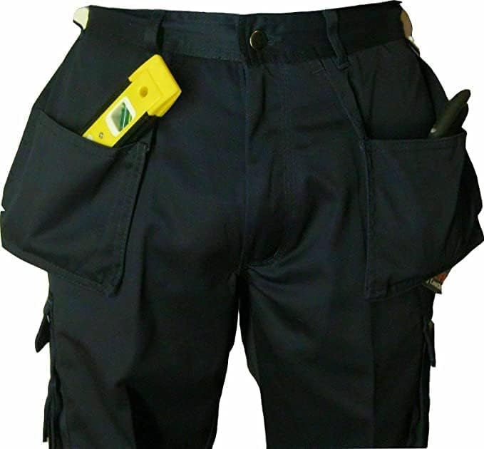 Men’s Work Trousers Multi-Pocket Combat Cargo Heavy Duty Safety Pants Triple Stitched Workwear Hard Wearing Cotton Rich Bottoms
