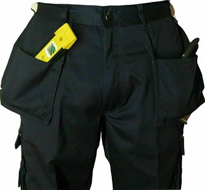 Men’s Work Trousers Multi-Pocket Combat Cargo Heavy Duty Safety Pants Triple Stitched Workwear Hard Wearing Cotton Rich Bottoms