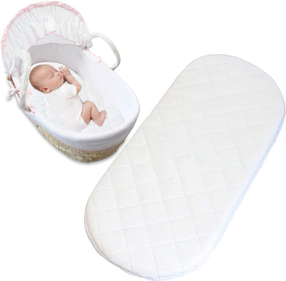 Foam Moses Pram Basket Quilted  Water Proof Mattress Cover Thick Oval Shaped