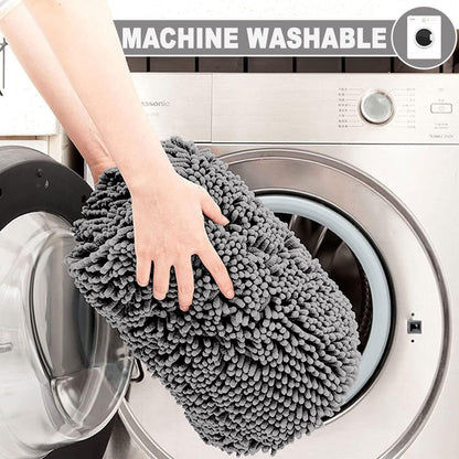 2 Piece Loop Bath Mats for Bathroom - Non Slip Chenille Bath Mat Set Rugs, Extra Soft with Water Absorbent Pedestal Bathmat Shower Toilet Mat