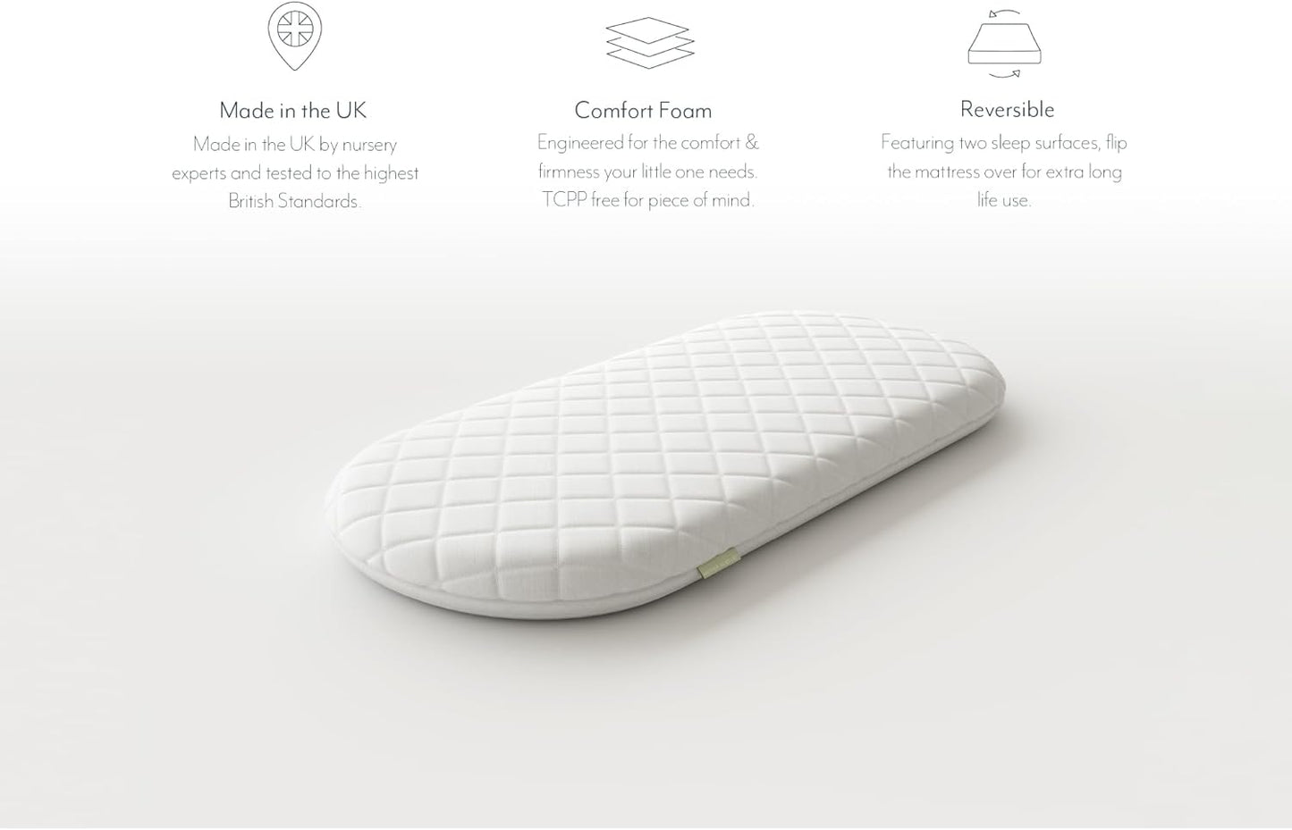 Foam Moses Pram Basket Quilted  Water Proof Mattress Cover Thick Oval Shaped
