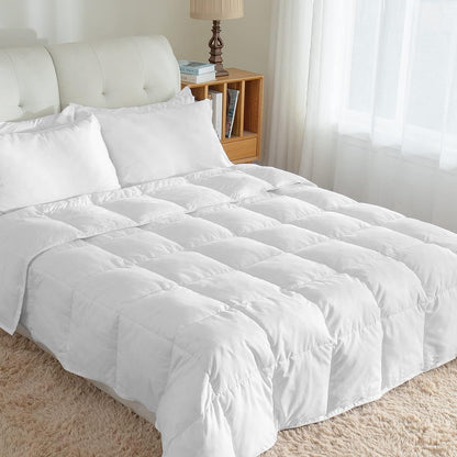 Duck Feather & Down Duvet Hotel Quality Anti-Dust mite Down Quilt Hypoallergenic Super Soft Natural Feather White Duvets, Pure Cotton Down-Proof Casing, Box Stitched