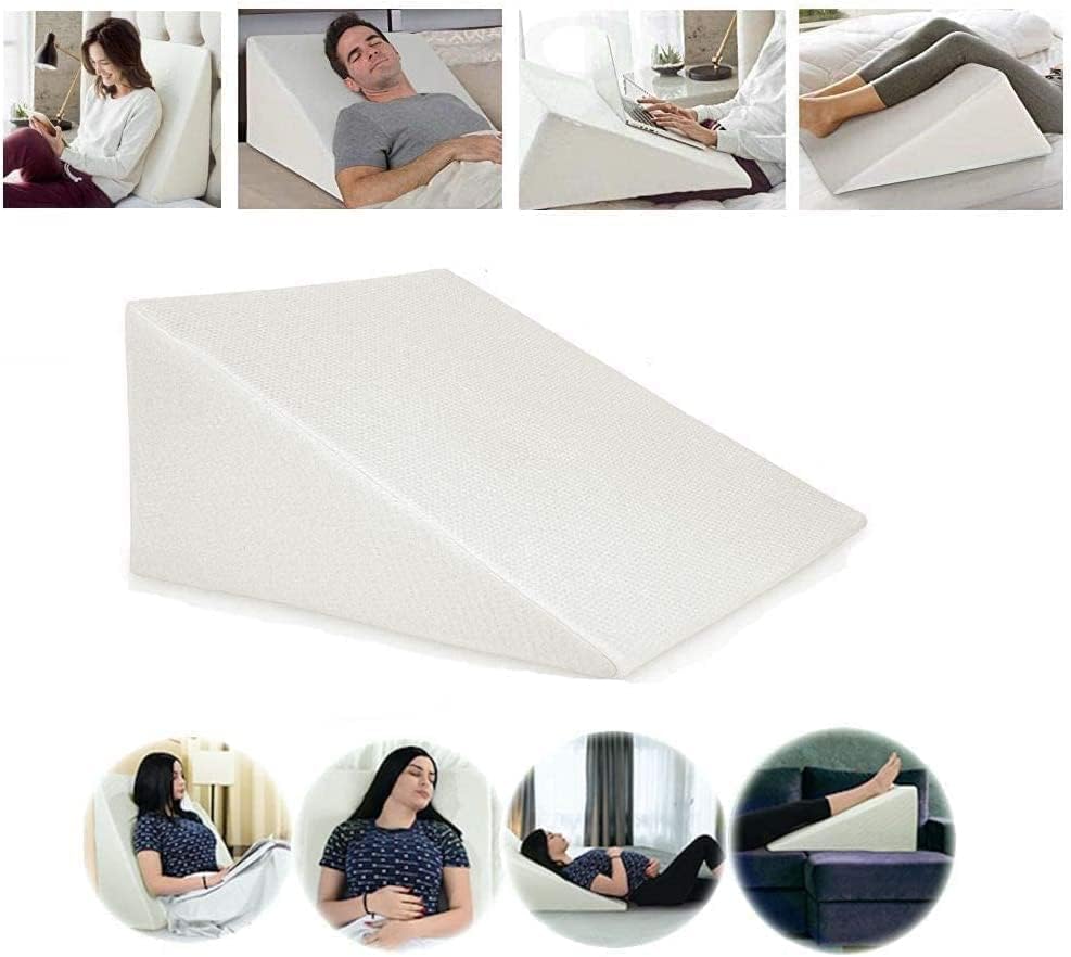 Bed Wedge Pillow with 100% Memory Foam Top | GERD | Wedge Pillow for Sleeping and Acid Reflux, Heartburn, Snoring Pillow & Respiratory Problems Pregnancy Pillow for Sleeping,Reading & Rest,XL Removable Zipped Cover