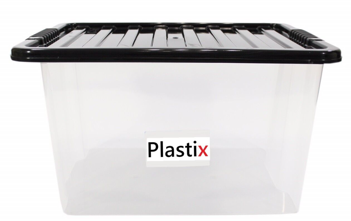 Plastic Storage Boxes Clear Box with Lid Office Stackable Containers 28L