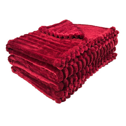 Ribbed Throws Fleece Blanket Chunky Cord Faux Fur Large Size Sofa Bed Corded