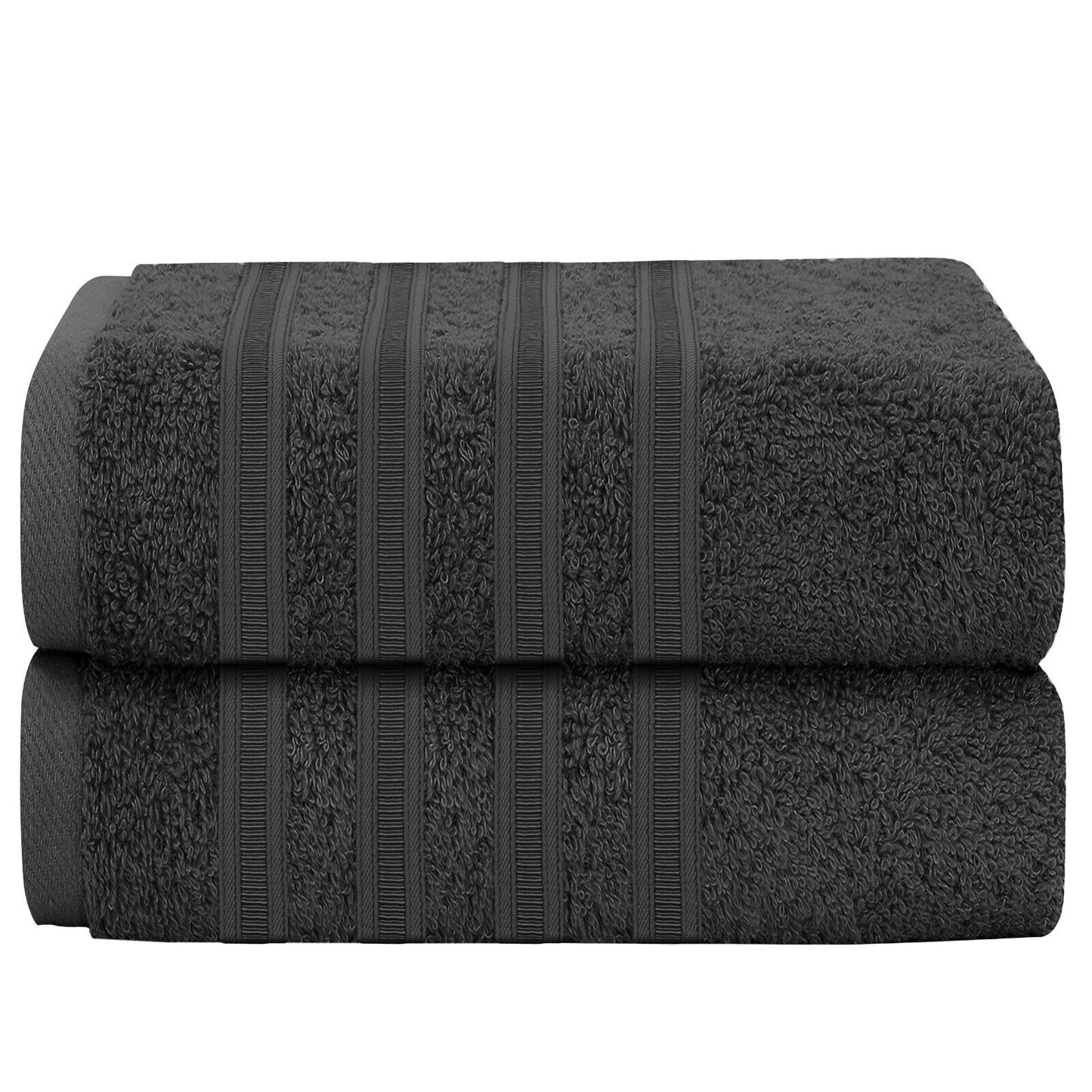 Ritz Collection 2 Pack Jumbo Bath Sheet Viscose Stripe Towels Range Highly Absorbent and Super Soft Extra Large Bathsheets Towel Sets