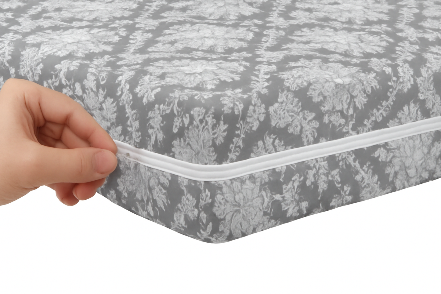 Zipped Mattress Protector Cover Double King Size – Bed Bug Proof Floral Print Mattress Encasement – Breathable Waterproof Dustproof Anti-Allergy Total Enclosure for Full Protection