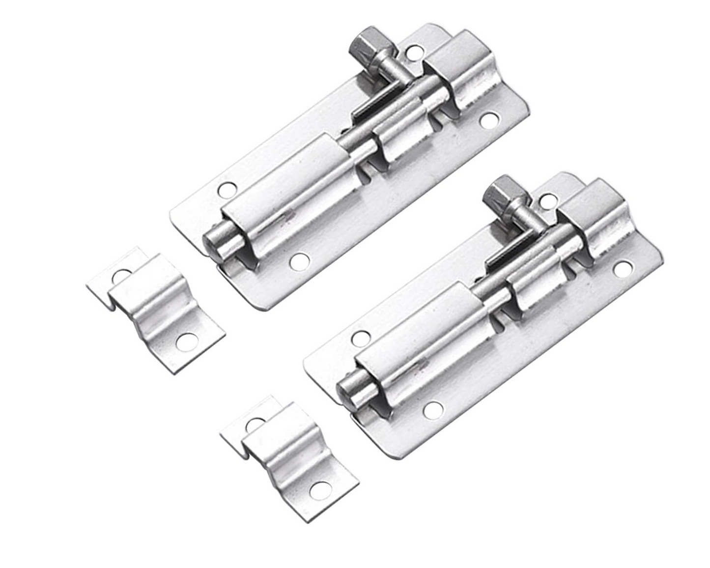 2 Pc Door Lock Bolt with Screws Stainless Steel Gate Lock