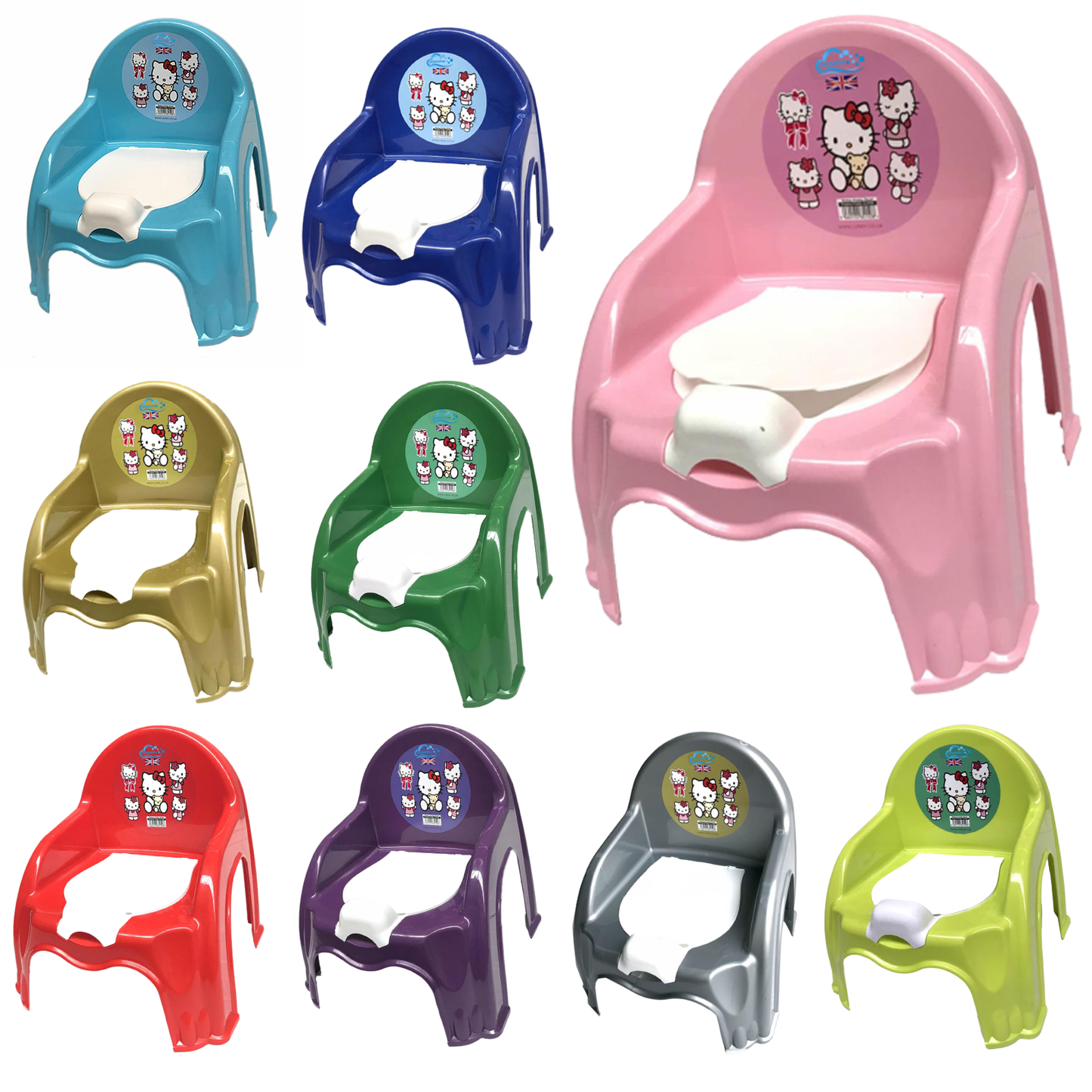 Children Potty Chair Plastic Kids Toddlers Toilet Trainer Seat Portable Potty Training Seat with Handles Splashguard Removable Lid & Backrest