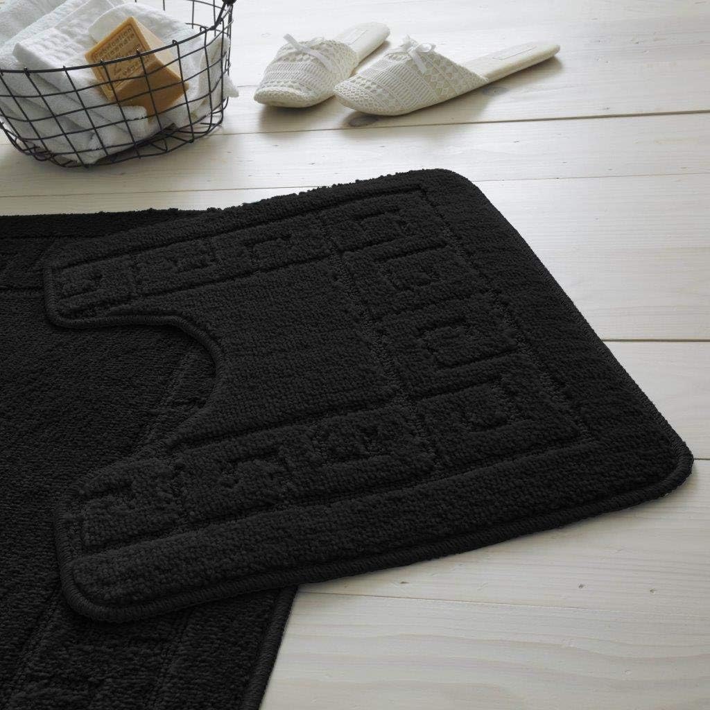 Greek Style Extra Absorbent Miami 2 Piece Super Soft Bath Mat & Pedestal Set, Non Slip Bathroom Set