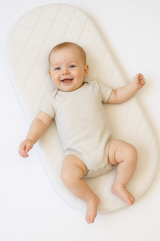 Baby Moses Basket Mattress UK Made – Breathable Foam Crib/Pram/Cradle Mattress, Thick Quilted Soft Padding for Newborns, Oval Shaped, Comfortable & Supportive Baby Bedding