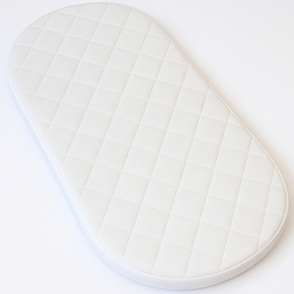 Baby Moses Basket Mattress UK Made – Breathable Foam Crib/Pram/Cradle Mattress, Thick Quilted Soft Padding for Newborns, Oval Shaped, Comfortable & Supportive Baby Bedding
