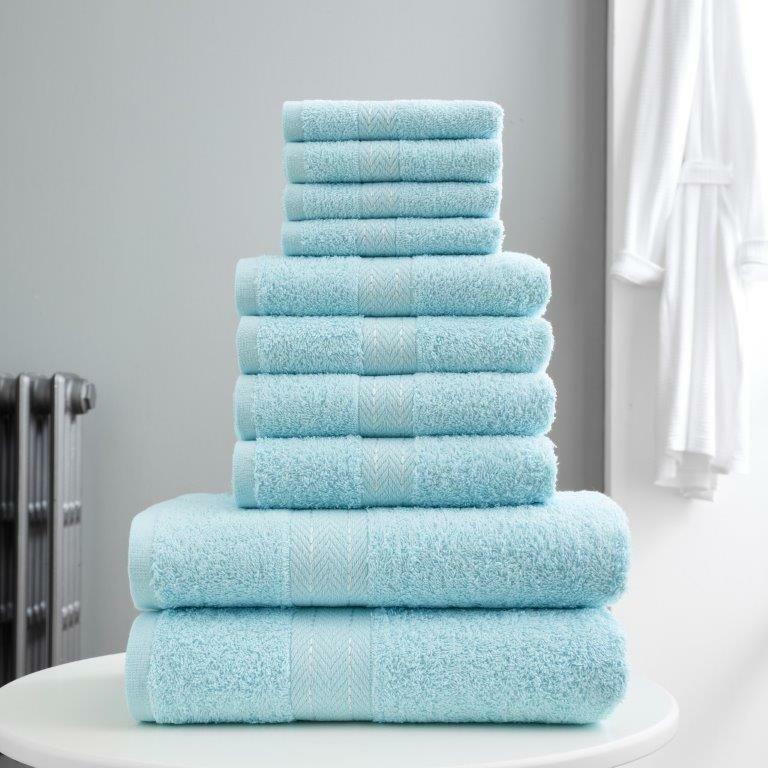 10-Piece Bale Set Bathroom Towels  4x Hand, 4x face Cloths, 2x Bath Towels 100% Cotton Quick Dry Soft Absorbent