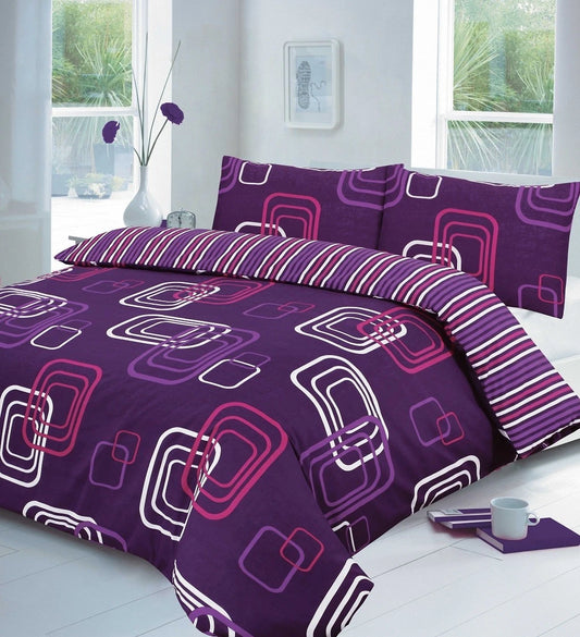 Blake Stripe Printed Duvet Cover Set – Soft Easy Care Bed Linen, Quilt Bedding Set Single Double King SuperKing