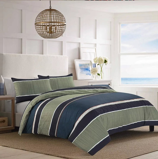 Duvet Cover Set Printed Multi Colour Lines Reversible Nathan Quilt Cover Set