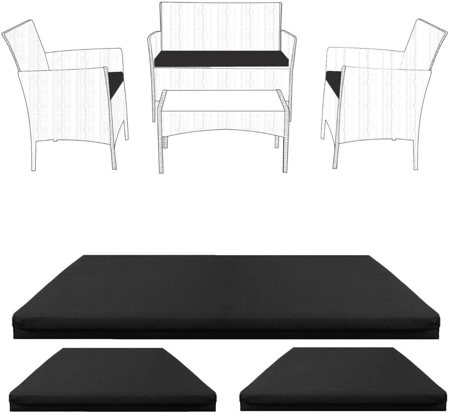 Waterproof Replacement Cushion Set for Rattan Chairs 3pc with Zipper Cover Durable, Easy Clean Seat Pads for Indoor/Outdoor Garden, Patio, Dining Room, Office Chairs & Sofas Water Repellent Polyester, Comfy Seat Pads, Replacement Bundle, Removable Cover