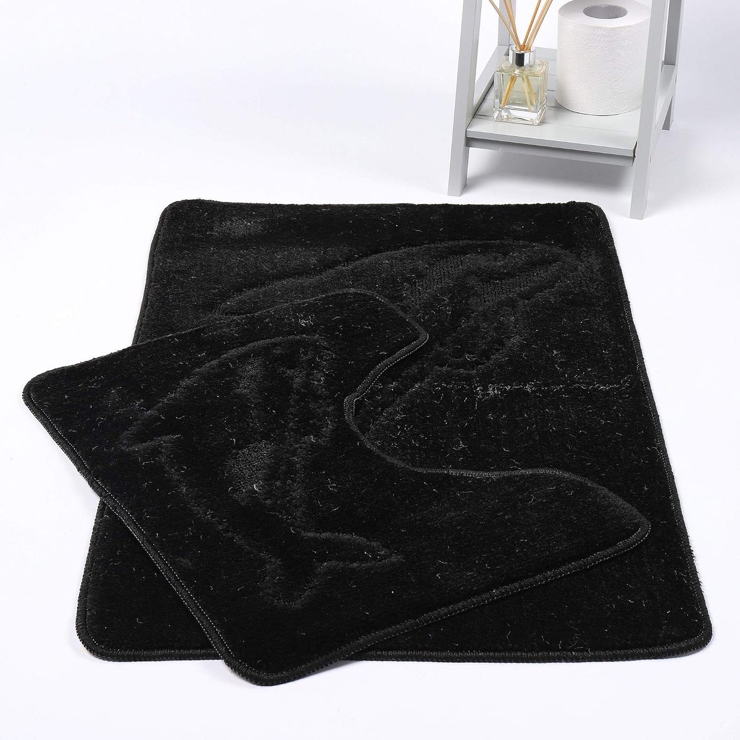 Dolphin Bath Mat Set 2 Piece Non Slip Water Absorbent Pedestal and Bath Mat Set Toilet Bathroom Rug