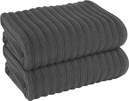 Pack of 2 Jumbo Ribbed Bath Sheet Bathroom Large Bath Towel Highly Absorbent Quick Dry Super Soft 100% Cotton Extra Large Bath Sheets