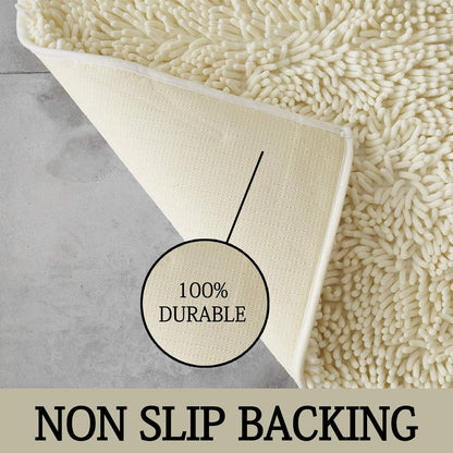 2 Piece Loop Bath Mats for Bathroom - Non Slip Chenille Bath Mat Set Rugs, Extra Soft with Water Absorbent Pedestal Bathmat Shower Toilet Mat