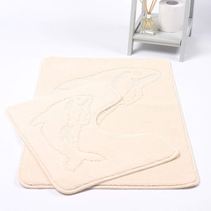 Dolphin Bath Mat Set 2 Piece Non Slip Water Absorbent Pedestal and Bath Mat Set Toilet Bathroom Rug
