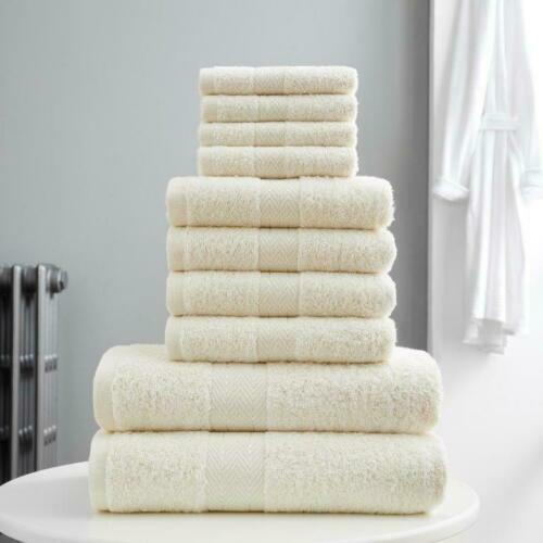 10-Piece Bale Set Bathroom Towels  4x Hand, 4x face Cloths, 2x Bath Towels 100% Cotton Quick Dry Soft Absorbent