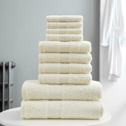 10-Piece Bale Set Bathroom Towels  4x Hand, 4x face Cloths, 2x Bath Towels 100% Cotton Quick Dry Soft Absorbent