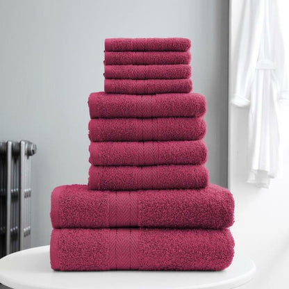 10-Piece Bale Set Bathroom Towels  4x Hand, 4x face Cloths, 2x Bath Towels 100% Cotton Quick Dry Soft Absorbent