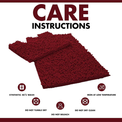 2 Piece Loop Bath Mats for Bathroom - Non Slip Chenille Bath Mat Set Rugs, Extra Soft with Water Absorbent Pedestal Bathmat Shower Toilet Mat