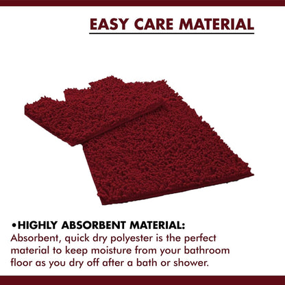 2 Piece Loop Bath Mats for Bathroom - Non Slip Chenille Bath Mat Set Rugs, Extra Soft with Water Absorbent Pedestal Bathmat Shower Toilet Mat