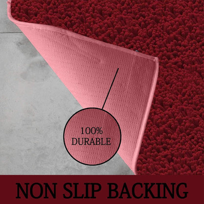 2 Piece Loop Bath Mats for Bathroom - Non Slip Chenille Bath Mat Set Rugs, Extra Soft with Water Absorbent Pedestal Bathmat Shower Toilet Mat