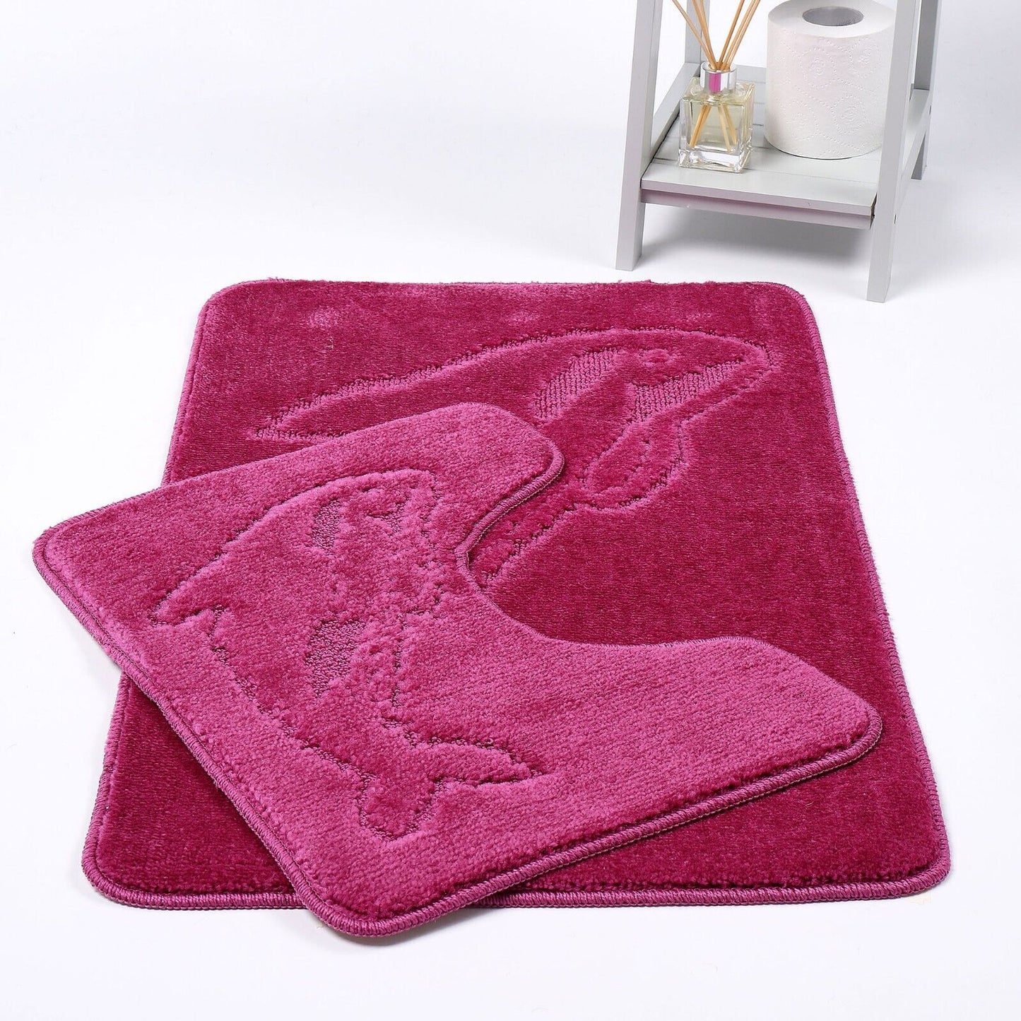 Dolphin Bath Mat Set 2 Piece Non Slip Water Absorbent Pedestal and Bath Mat Set Toilet Bathroom Rug