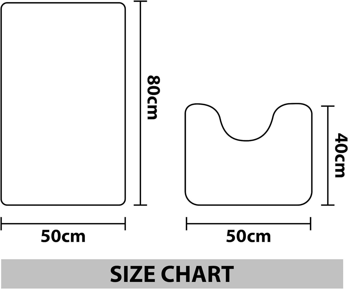 2 Piece Loop Bath Mats for Bathroom - Non Slip Chenille Bath Mat Set Rugs, Extra Soft with Water Absorbent Pedestal Bathmat Shower Toilet Mat