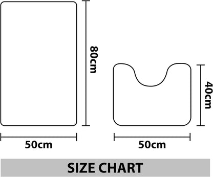 2 Piece Loop Bath Mats for Bathroom - Non Slip Chenille Bath Mat Set Rugs, Extra Soft with Water Absorbent Pedestal Bathmat Shower Toilet Mat