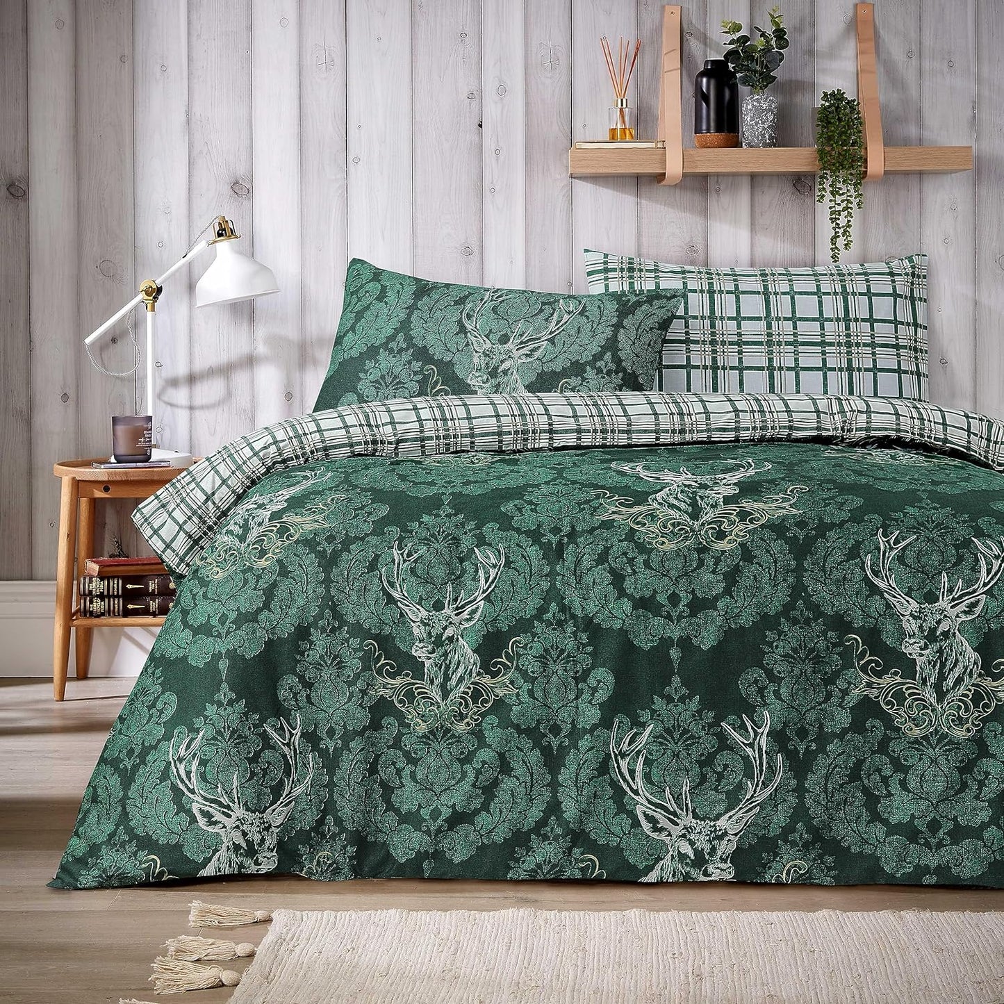 Highland Stag Reversible Duvet Cover Quilt Bedding 3 Pcs Set With Matching Pillowcase Polycotton